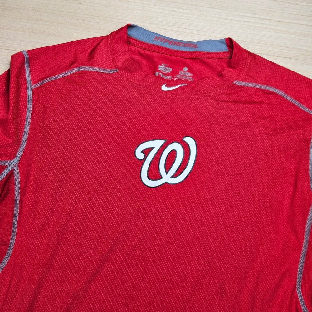Washington Nationals Nike Pro Combat Men M Red Fitted Dri-Fit MLB Baseball Shirt